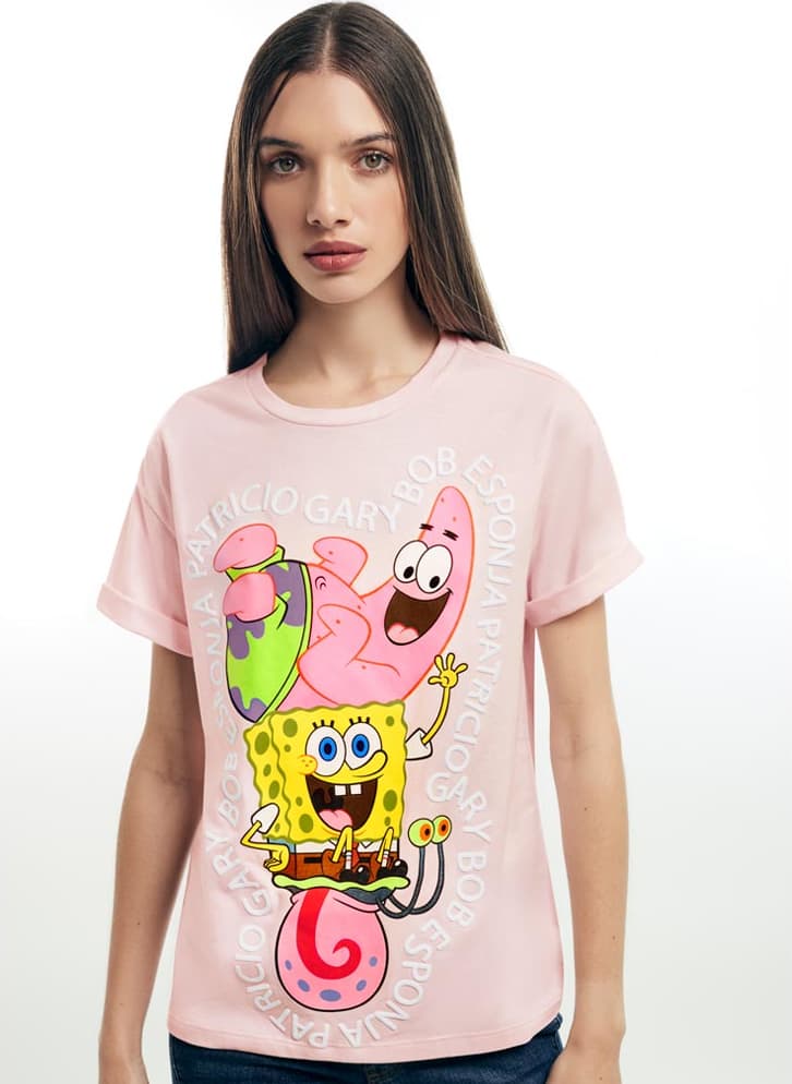 Bob Esponja CV04 Women Pink t-shirt