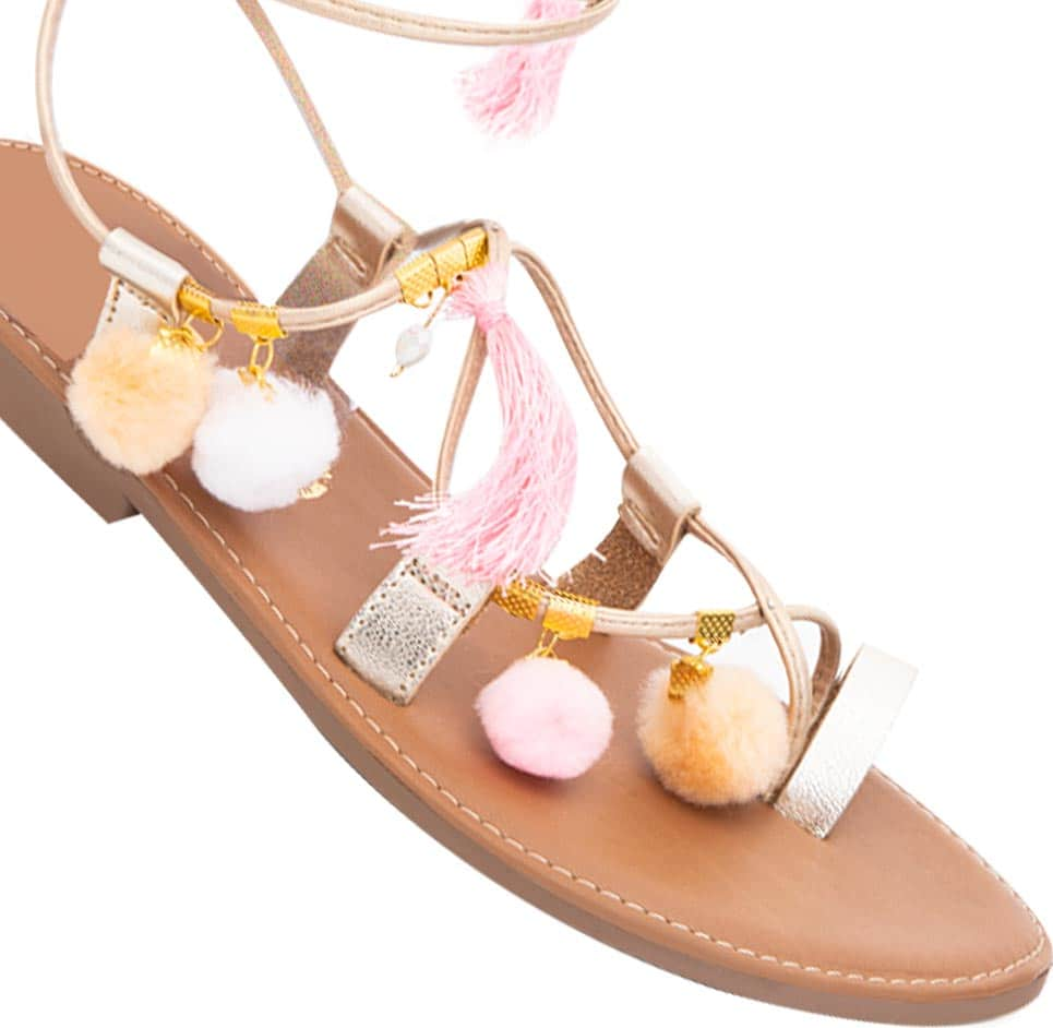 Pink By Price Shoes 1364 Women Gold Yellow Sandals