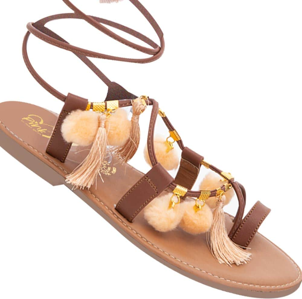 Pink By Price Shoes 1363 Women Brown Sandals