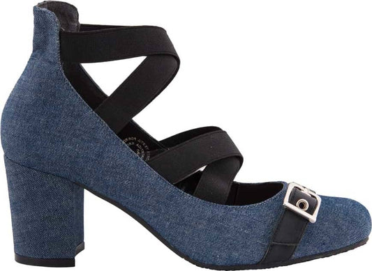 Yaeli Fashion 6307 Women Denim Blue Heels