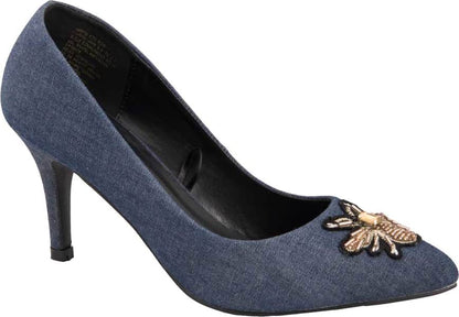 Yaeli Fashion 99A7 Women Denim Blue Heels