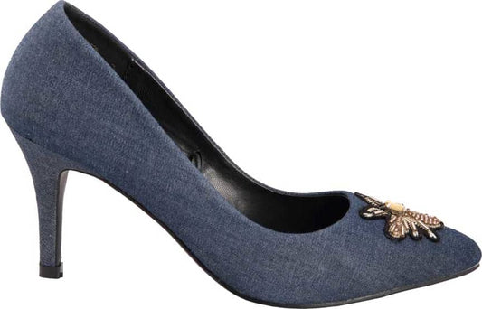 Yaeli Fashion 99A7 Women Denim Blue Heels