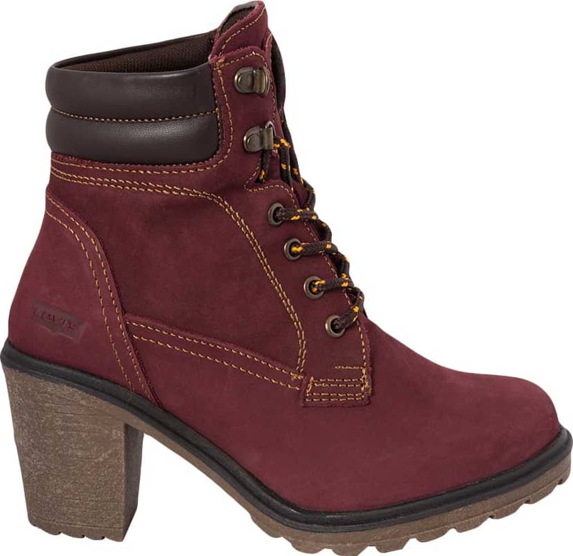 Levi's 6371 Women Wine Booties Leather - Beef Leather