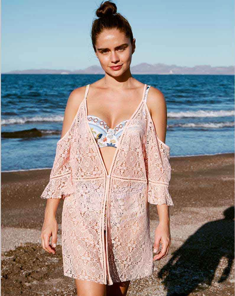 Holly Land 3M72 Women Pale Pink beach cover up