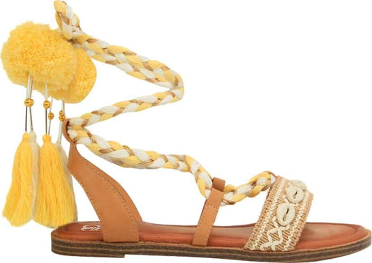 Pink By Price Shoes 8050 Women Yellow Sandals